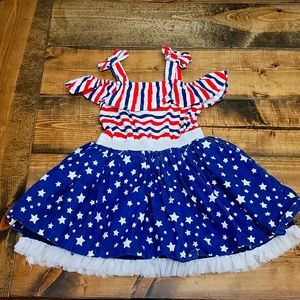 Little Lass Girls 3T Summer Dress Patriotic Stars Stripes